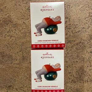 Set of 2 2017 Hallmark Keepsake “Core Crunching Kringle” ornaments